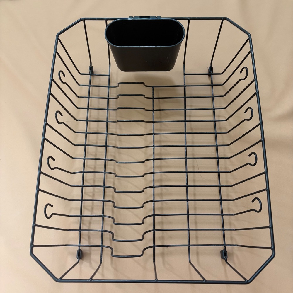 Matte Black Wire Dish Drying Rack with Removable Utensil Caddy